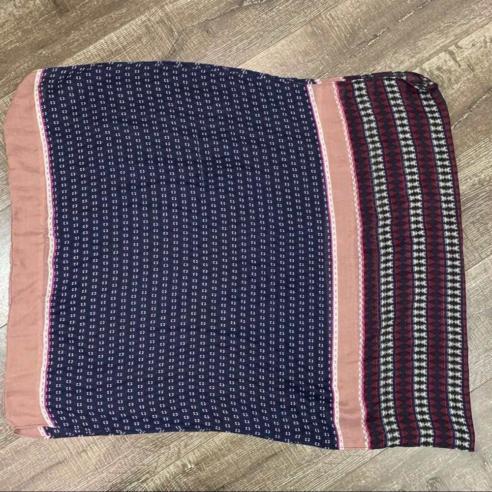 LOFT navy and rose printed infinity scarf
